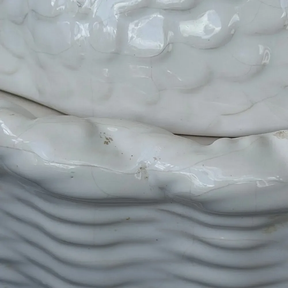 Hen On Nest Soup Tureen Pier 1 Ceramic White Chicken in Basket Serving FLAWED